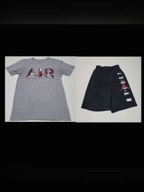 Jordan Air Graphic Tee and Shorts Set - Gray & Black